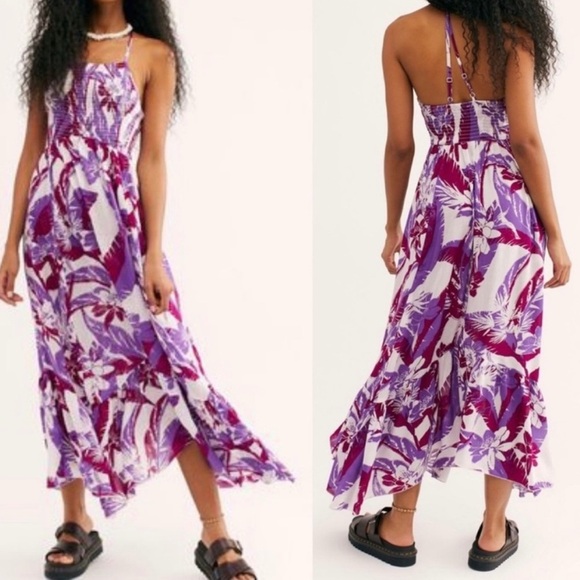 NEW Free People Heat Wave Tropical Printed Maxi Slip Dress Small - Picture 4 of 12